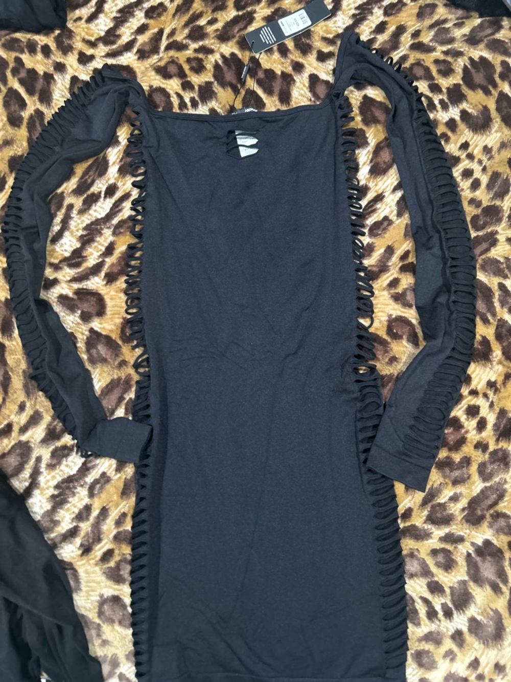 Black Women's Long Sleeve Cut-Out Bodycon Dress